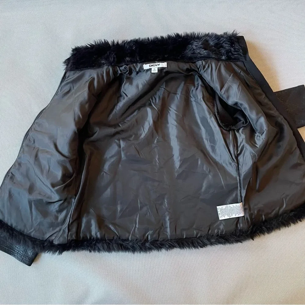 DKNY Vintage Faux Fur Jacket Kids Size XL (Fits Women’s Size Small/Medium)
